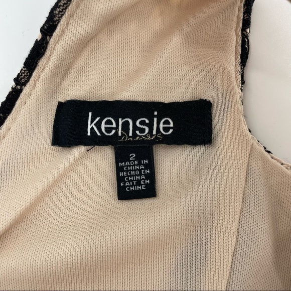 NEW Kensie Black & Nude Lace V Neck Y2K Witchy Cocktail Dress - Picture 9 of 11